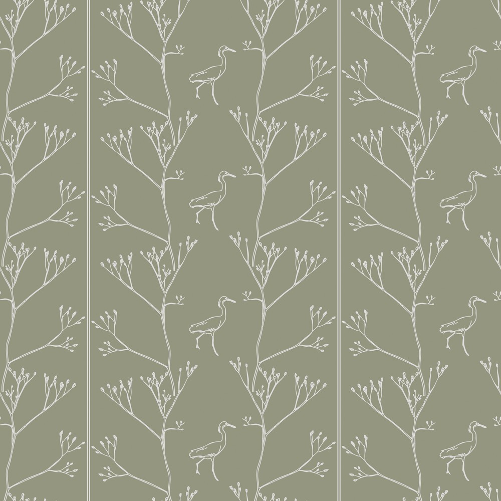 Picture of Twigs and Heron in Olive - 1033801-02